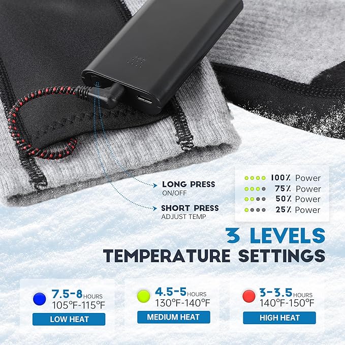 Heated Socks, Remote Control 4000mAh 5V Rechargeable Electric Heated Socks with 3 Heat Settings for Men Women Outdoor Hunting Skiing Camping Warm Winter Socks