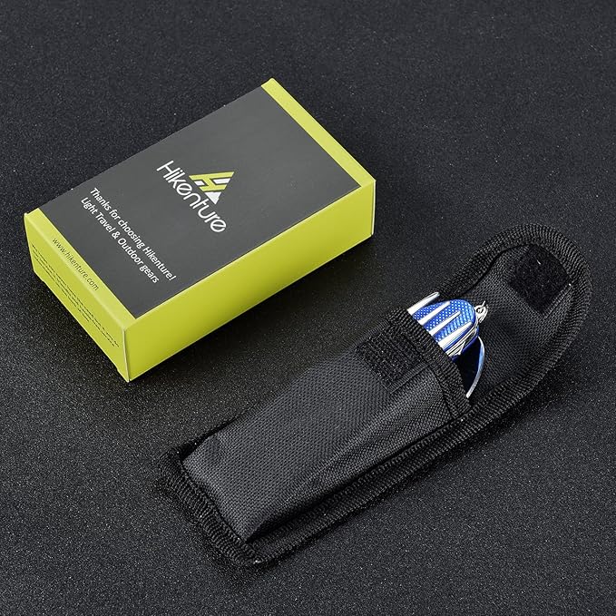 Camping Silverware Set HIKENTURE 4-In-1 Stainless Steel Hobo Knife Fork Spoon Bottle Opener with Storage Case (Blue)