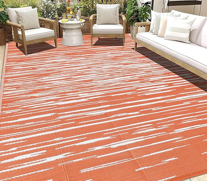 HEBE Outdoor Rug 9'x12' for Patios Clearance Waterproof Patio Mat Plastic Straw Rug Reversible RV Camping Tent Rug Outside Indoor Outdoor Area Rugs for RV,Deck,Beach,Balcony,Camper
