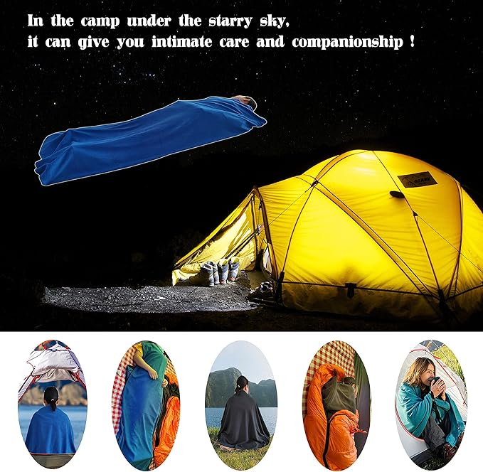 Sleeping Bag Liner, Camping Sleep Sack Travel Sheet Camping Blanket for Outdoor Indoor Used with Zipper