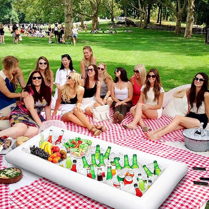 3PCS Inflatable Serving Bar Salad Ice Tray Food Drink Containers - BBQ Picnic Pool Party Supplies Buffet Luau Cooler,with a Drain Plug