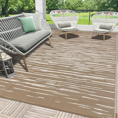 HEBE Outdoor Rug 5'x8' for Patios Clearance Waterproof Patio Mat Plastic Straw Rug Reversible RV Camping Tent Rug Outside Indoor Outdoor Area Rugs for RV,Deck,Beach,Balcony,Camper