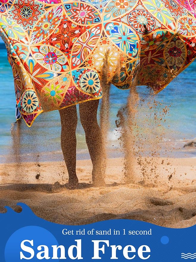 OCOOPA Microfiber Beach Towel - Oversized 80" x 57" - Quick Dry, Sand Free - Lightweight & Compact - Large Beach Towels for Swimming, Camping, Holiday