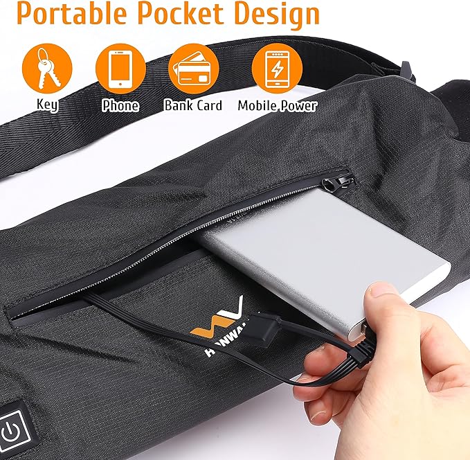 Electric Heated Hand Warmer Pouch, Gloves with Double Sided Heating Areas- Portable USB Heated Hand Muff for Men & Women - Ideal for Football, Hunting,Fishing,Camping, Golf ，Power Bank Not Included