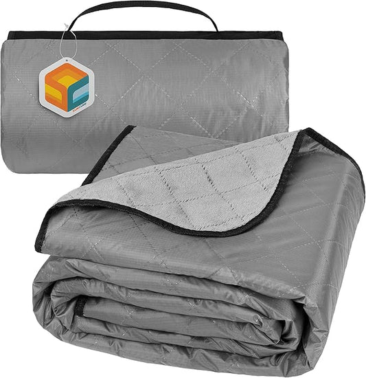 SUN CUBE Large Waterproof Camping Blanket, Fleece Quilted Stadium Blanket for Cold Weather, Windproof Foldable Outdoor Blanket Mat for Picnic, Beach, Pets, Car, 60x80in