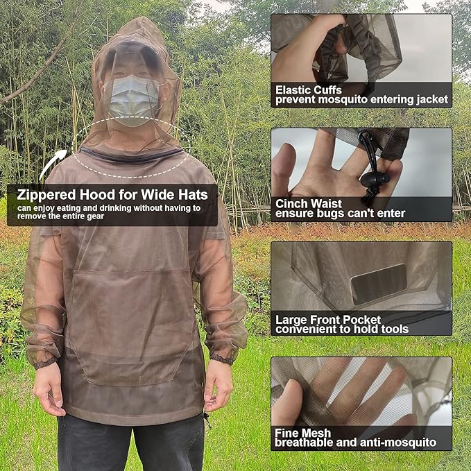 Aventik No-See-Um Mesh Mosquito Suit, Pants & Jacket Set for Outdoor, Multiple Sizes to Fit Everyone Stay Safe and Cool