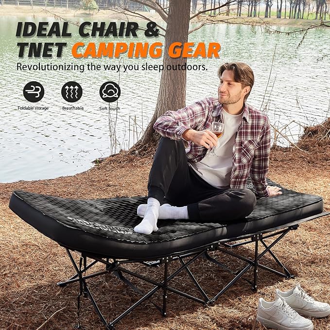 Self Inflating Sleeping Pad, 4in Ultra-Thick Foam Camping Mattress with Air Pump Sack Small Single Size, Sleeping Mats for Adults Inflatable Camping Pad, Single Bed, Travel, Car, Tent, Home, Black7