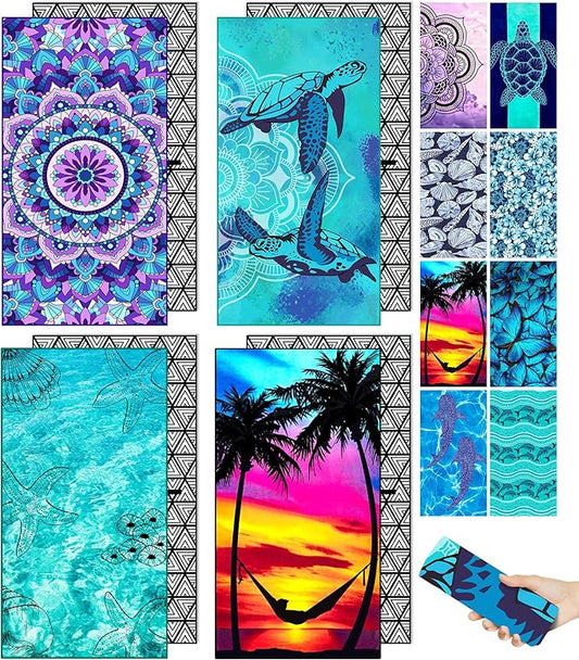 Microfiber Beach Towel – Sea & Sunset Quick Dry Lightweight Sand Free Oversized Large Towel Travel Must Have Swim Pool Yoga Camping Gear Summer Essentials Packable Sandproof Item Gift 71" 32"