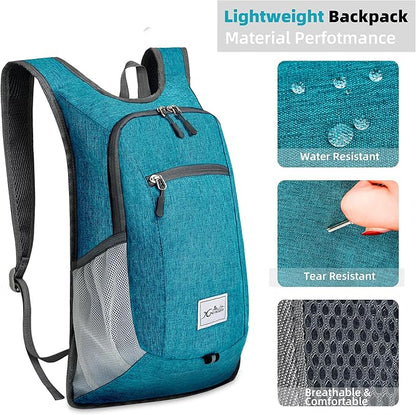 Hiking Backpack 15L Small Travel Backpack Lightweight Daypack Foldable Hiking Backpack Packable Camping Hiking Backpack for Women Men (Teal Blue)
