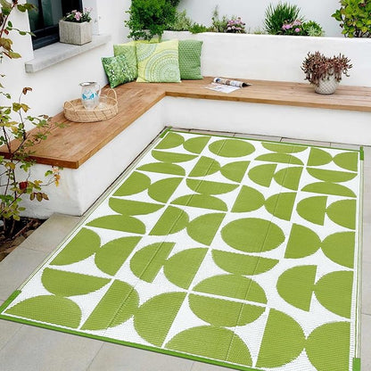 Wonnitar Waterproof Outdoor Rug 5x8, Reversible Plastic Straw RV Rug for Camping, Outside Patio Area Rug, Indoor Outdoor Portable Mat for Picnic Backyard Balcony Deck Decor (Green,5'x8')