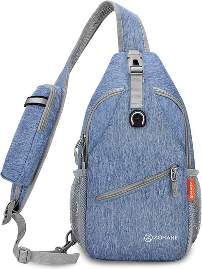 ZOMAKE Small Sling Bag, Travel Sling Backpack, Waterproof Hiking Cycling Crossbody pack for Men Women(Navy Blue)