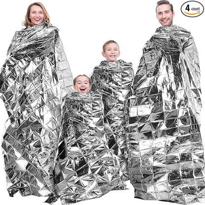Maitys 4 Pcs Emergency Blankets High Silver Reflective Foil Sheet Heat Foil Protection Rescue Blankets Camping Blanket Hiking Space Blankets and Garden Greenhouse Covering Plant Growth Sheet