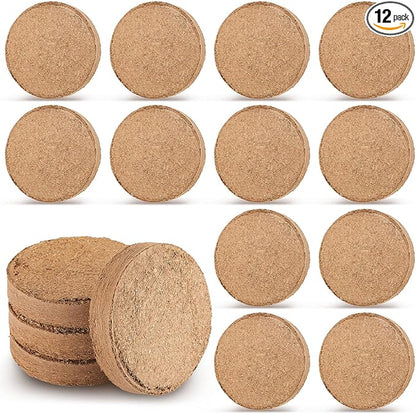 12 Pcs Composting Toilet Coconut Coir Disks Coir Soil Disks Coir Disc for Organic Composting Toilet Indoor Outdoor Use, 3.94 x 0.59 Inches