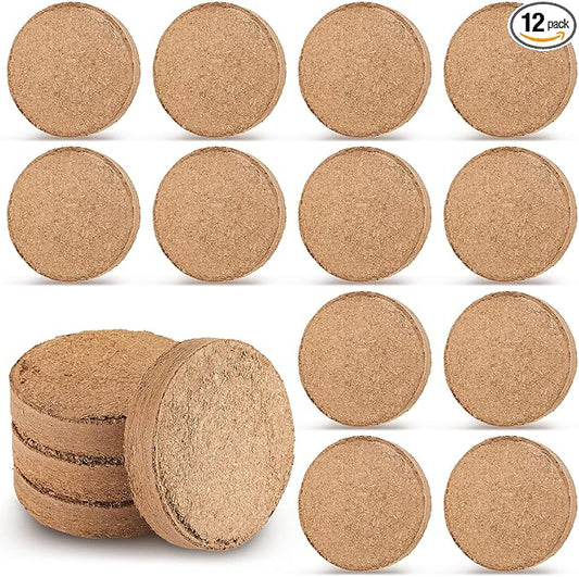12 Pcs Composting Toilet Coconut Coir Disks Coir Soil Disks Coir Disc for Organic Composting Toilet Indoor Outdoor Use, 3.94 x 0.59 Inches