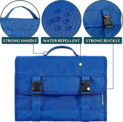 PAVILIA Travel Hanging Toiletry Bag for Women Men, Large Capacity Makeup Bag Kit, Waterproof Cosmetic Storage Organizer Case for Bathroom Shower, Black