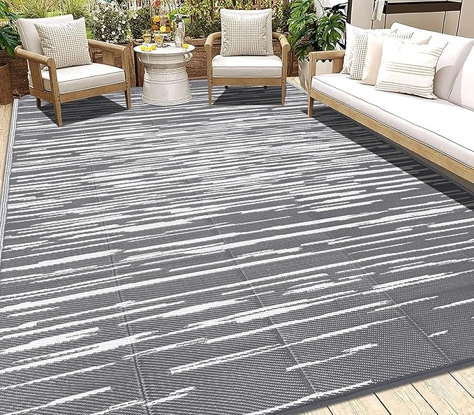HEBE Outdoor Rug 5'x8' Waterproof for Patios Clearance, Reversible Plastic Straw Rug Camping Carpet, Indoor Outdoor Area Rugs Patio Mats for RV,Picnic,Backyard,Deck,Balcony,Porch