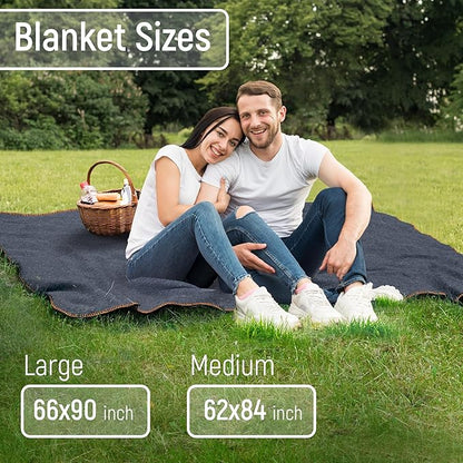 JMR Wool Camping Blanket - Warm Heavy Car Blanket & Camp Quilt - Survival Emergency Blanket Sleeping Outdoors - Multi-Use Wool Blanket for Camping, Car & Home - 70% Wool, Navy, 62X84, Case of 10
