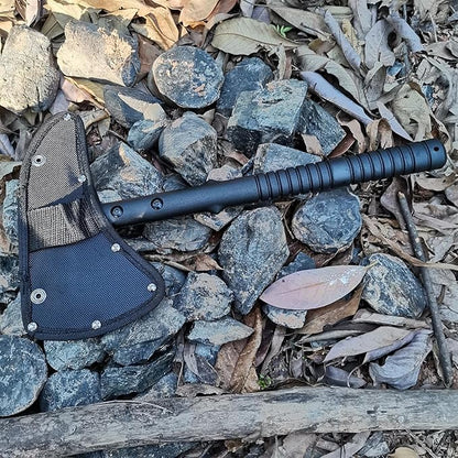 Axe & Survival Bowie Knife & Folding Pocket Knife, Fixed Blade Hunting Knife with Sheath, Sharpener and Fire Starter Inculded, Tactical Knife for Camping, Hunting, Outdoor (Type-1)