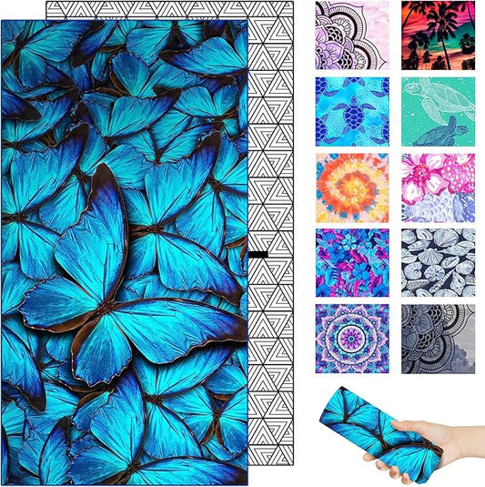 Microfiber Beach Towel – Blue Butterfly Quick Dry Lightweight Sand Free Oversized Large Accessories Travel Must Have Swim Pool Yoga Camping Gear Cruise Ship Essentials Cloud Compact Gift 71''32''