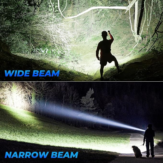 Flashlights High Lumens Rechargeable, 990,000 Lumens High Powerful Flash Lights, Super Bright Tactical Handheld Led Flashlight with 5 Modes, Waterproof for Camping,Emergencies
