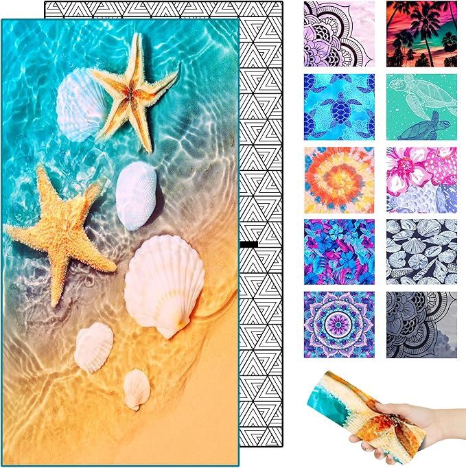 Microfiber Quick Dry Beach Towel – Lightweight Sand Free Oversized Large Towel Accessories Travel Must Have Swim Pool Yoga Camping Gear Summer Cruise Ship Compact Sandproof Item Gift Sandy Shore