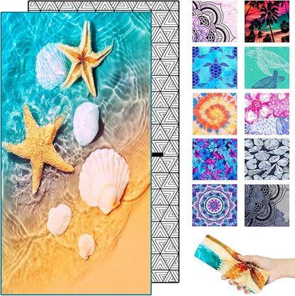 Microfiber Quick Dry Beach Towel – Lightweight Sand Free Oversized Large Towel Accessories Travel Must Have Swim Pool Yoga Camping Gear Summer Cruise Ship Compact Sandproof Item Gift Sandy Shore