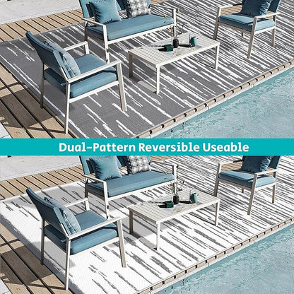 HEBE Outdoor Rug 9'x18' for Patios Clearance Waterproof Patio Mat Plastic Straw Rug Reversible RV Camping Tent Rug Outside Indoor Outdoor Area Rugs for RV,Deck,Beach,Balcony,Camper