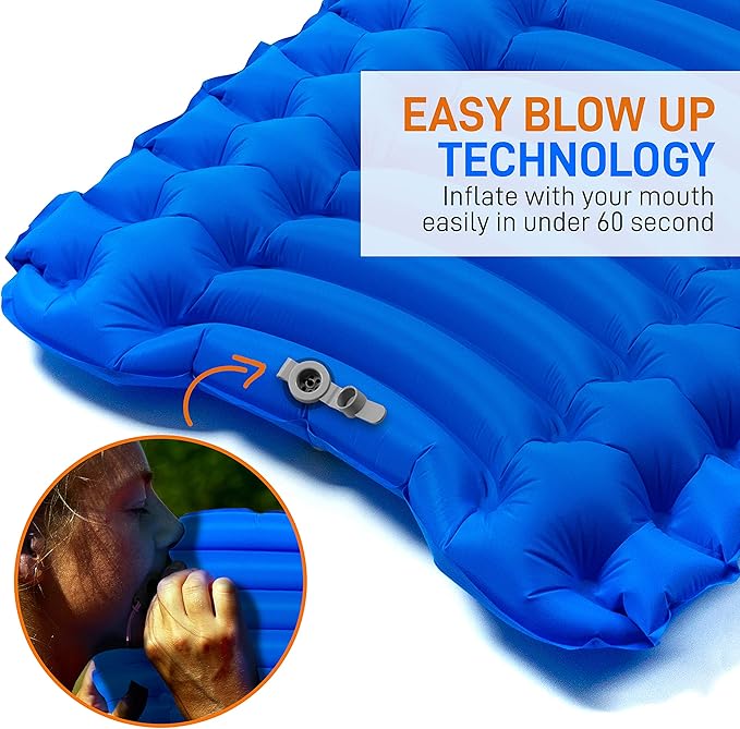 Backpacking Air Mattress Sleeping Pad - Self Inflating Waterproof Lightweight Sleep Pad Inflatable Camping Sleeping Mat w/Carrying Bag