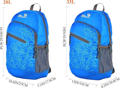 Outlander Packable Handy Lightweight Travel Hiking Backpack Daypack-Light Blue-L