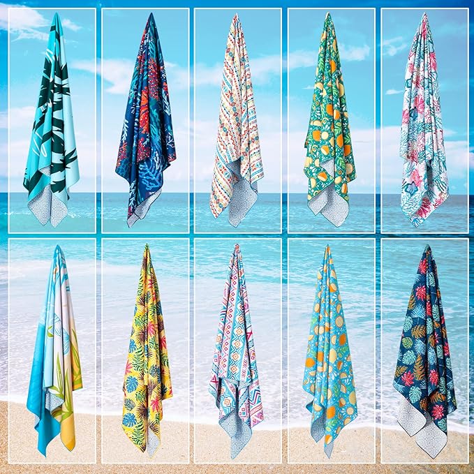 2 Pack Microfiber Beach Towel, Oversized Microfiber Pool Towel 75”x 35”, Sand-Free Beach Towel, Quick Drying Camping Towel, Super Absorbent Bath Towel Blanket, Soft Breathable and Lightweight
