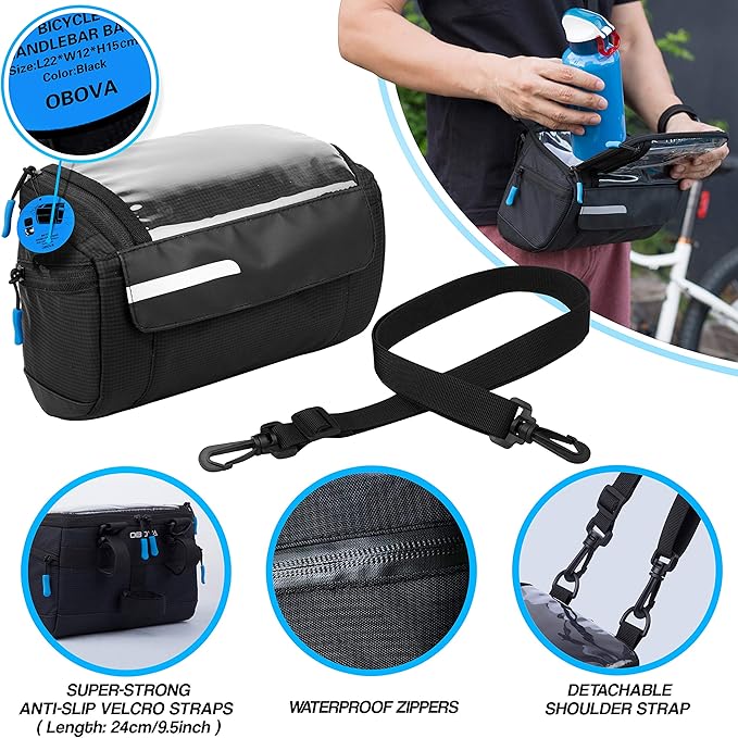 Fahrradlenkertasche Wasserdicht 4L, Handyhalterung, 4-lagiger Schutz Lenkertaschen fr Fahrrder | Fahrradlenkertasche, Fahrradtasche vorne, Fahrradtasche fr Lenker, Fahrrad-Handytasche, MTB,