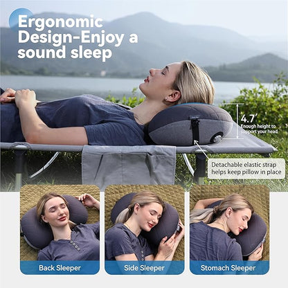 MARCHWAY Ultralight Inflatable Camping Pillow with Soft Washable Cover, Compact Compressible Portable Travel Air Pillow for Outdoor Camp, Sport, Hiking, Backpacking Sleep (Grey)