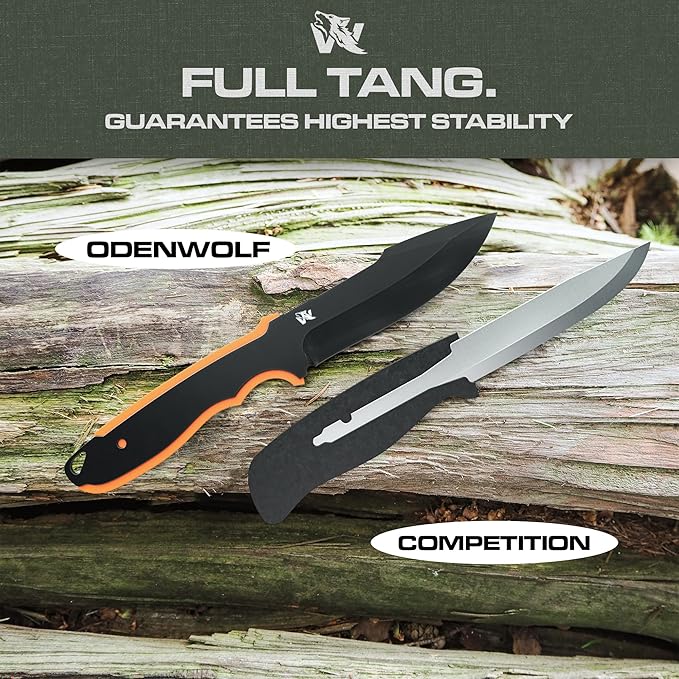 WOLF-I Full Tang Survival Knife with Sheath - Stylish Tactical Fixed Blade Knife - Made of 440C Steel - Bushcraft and Camping Knife Survival - Perfect EDC Outdoor Knife with TPE Handle