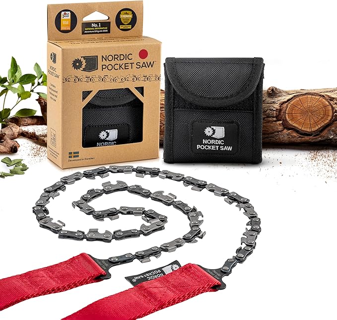 25.6" or 36" Pocket Chainsaw with Handles in 3 Color Variations - Manual Chain Saw for Outdoor & Trail Builders - Pocket Chain Saw Suurvival - Commando Saw - Emergency Saw Chain