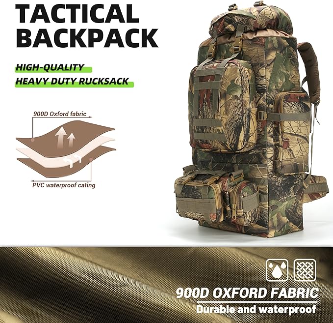 King'sGuard 100L Camping Hiking Backpack Molle Rucksack Military Camping Backpacking Daypack