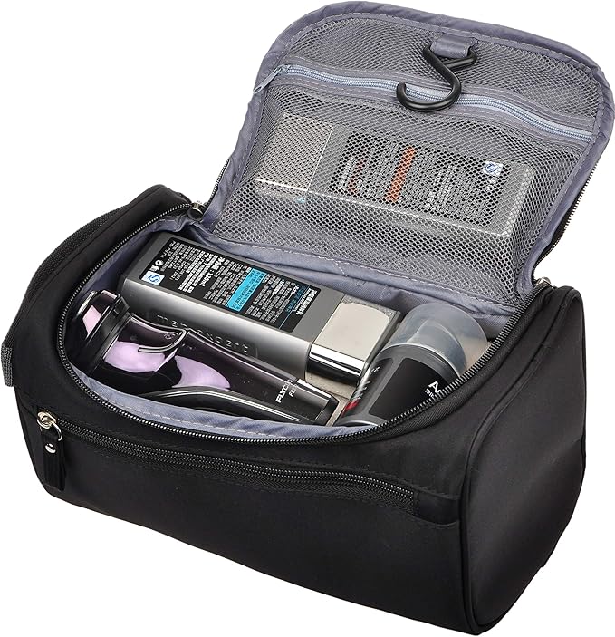 Vercord Mens Toiletry Bag Wash Travel Small Shaving Dop Kit Shower Bathroom Ditty Hygiene Bag Black