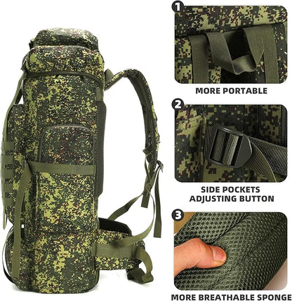 70L Camping Hiking Military Tactical Backpack Outdoor Water-Repellent Adjustable Sport Bags