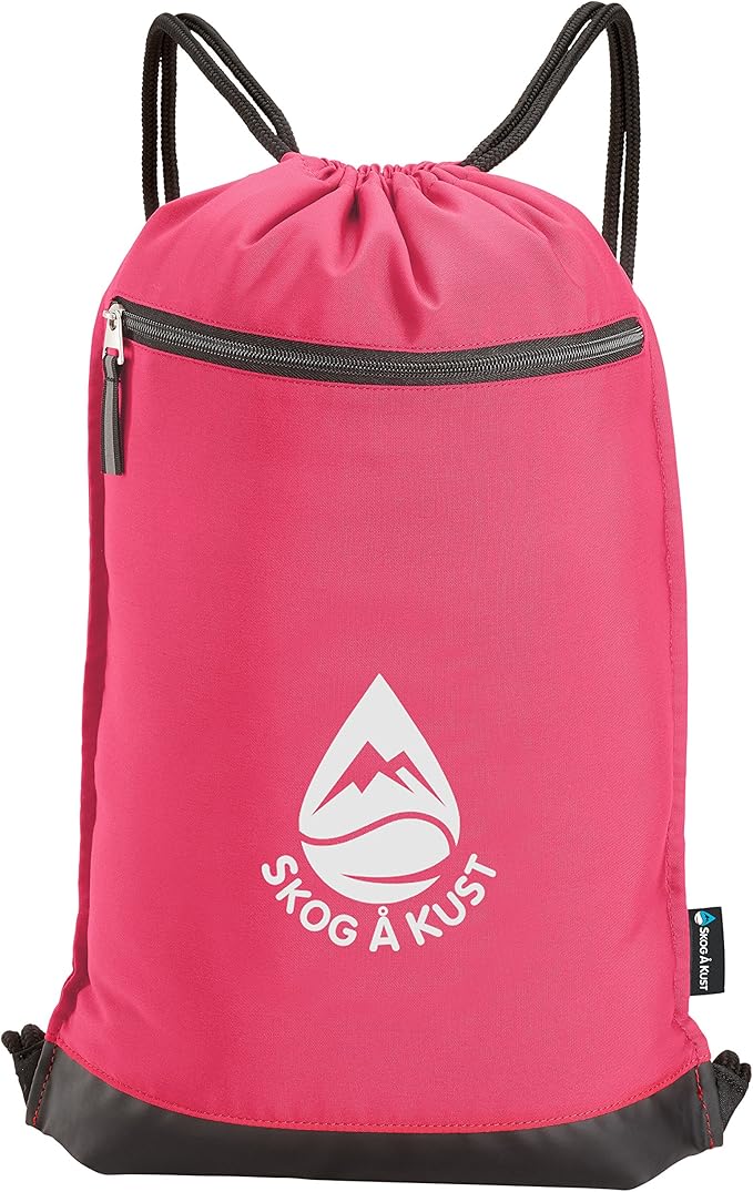 Skog Å Kust GymSak | Patented 2-in-1 Drawstring Cinch Bag with Removable Waterproof Dry Bag | Pink
