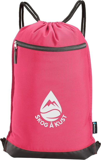 Skog Å Kust GymSak | Patented 2-in-1 Drawstring Cinch Bag with Removable Waterproof Dry Bag | Pink