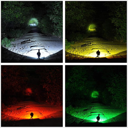 BIGSUN Rechargeable Spotlight, High Lumens 1000,000 LED Flashlight with Three Filter Lens, Built-in 10000mAh Battery Pack, Outdoor Handheld spot Light,for Farm,Hunting,Observe Animals