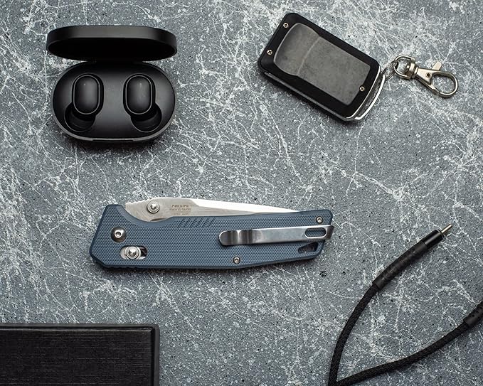 Firebird GANZO F7601 Pocket Folding Knife 440C Stainless Steel Blade G-10 Anti-Slip Handle with Clip Hunting Gear Fishing Camping Folder Outdoor EDC Knife (Grey)