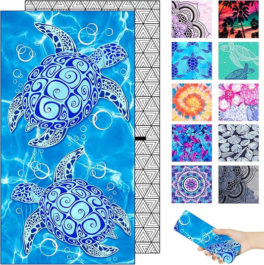 Microfiber Beach Towel – Turtle Bubble Quick Dry Lightweight Sand Free Oversized Large Accessories Travel Must Have Swim Pool Yoga Camping Gear Cruise Ship Cloud Compact Sandproof Item Gift 71''32''