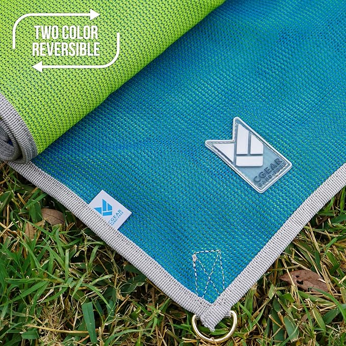 CGEAR Original Sand-Free Outdoor Rug Camping Mat - Water-Resistant & Anti-Fade Material - Military-Grade - Reversible Design - Area Rug for Beach, RV, & Picnics - includes Travel Bag