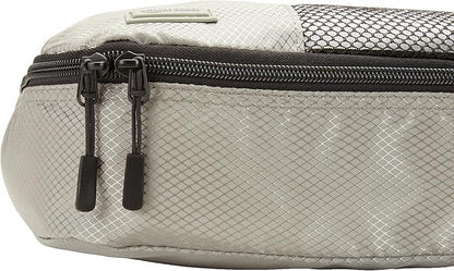 Amazon Basics 4 Piece Packing Cubes with Double Zipper and Mesh Top, Travel Organizer Set, Medium, Gray