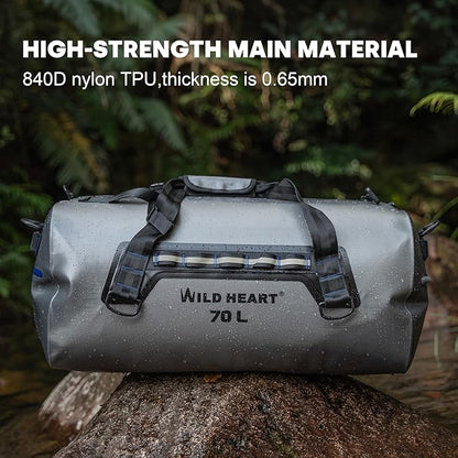 WILD HEART Waterproof Dry Duffel Bag Airtight TPU Dry Bag for Motorcycle, Kayaking, Rafting, Skiing, Travel, Hiking, Camping…