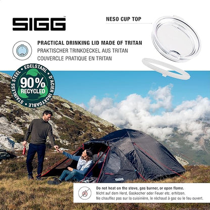 SIGG - Camping Mug with Lid - Double-Wall Insulated - Recycled Stainless Steel - Stackable - Hook Handle - Hiking, 10Oz
