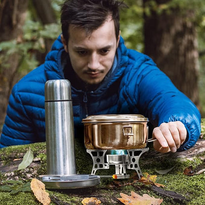 Backpacking Stove with Built-in Ignition System, Compatible with 3 Types of Camping Stove Fuel