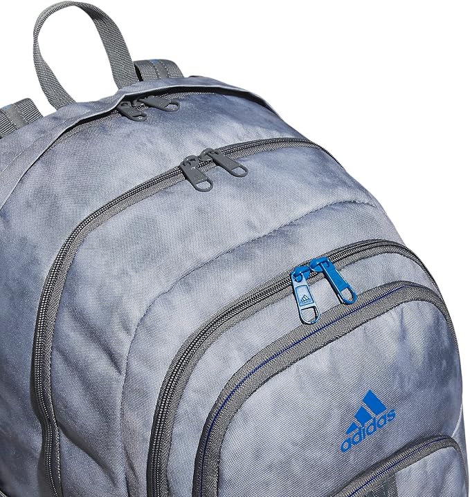 adidas Prime 6 Backpack, Stone Wash Grey/Bright Royal Blue, One Size