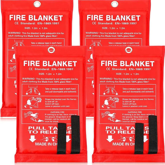 Jerify 4 Pack Fire Blanket for Home Emergency Fire Blanket 47 x 47 Inch Kitchen Fire Suppression Blanket Fiberglass Fire Blanket Flame Retardant Protection and Heat Insulation (Red)
