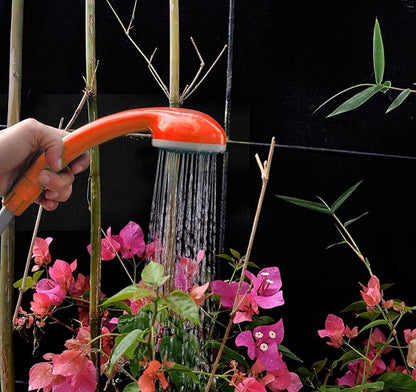 Ivation Portable Outdoor Shower, Battery Powered - Compact Handheld Rechargeable Camping Showerhead - Pumps Water from Bucket Into Steady, Gentle Shower Stream